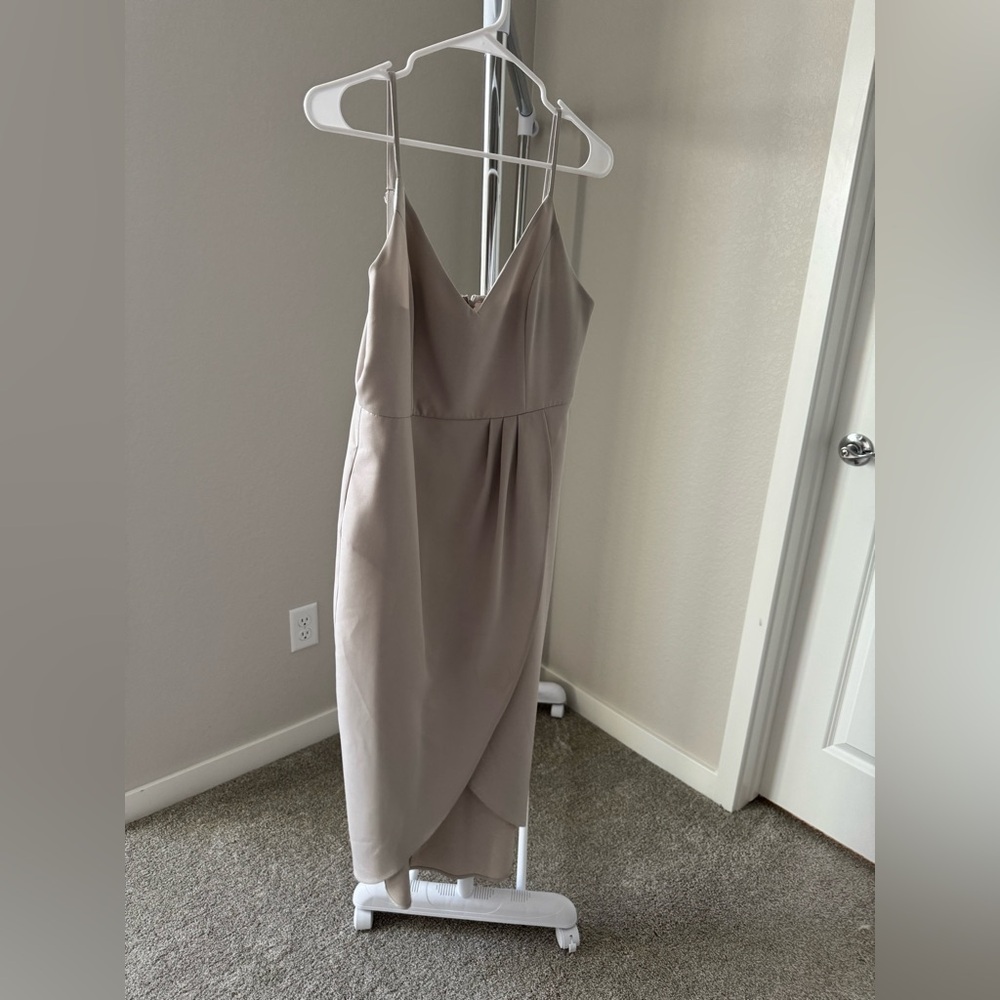 CMZ2005 Backless Deep V-Neck Slit Satin Dress